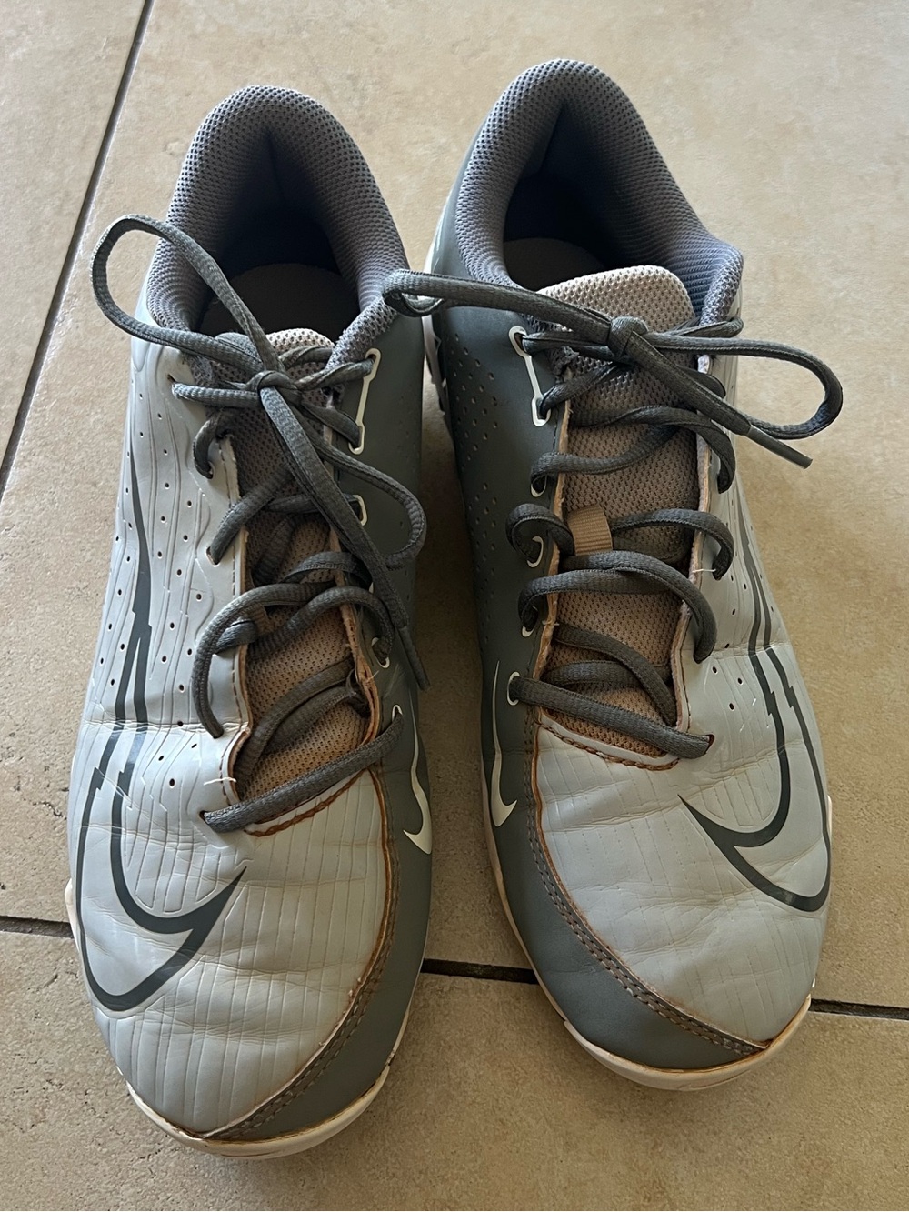 Nike Light Gray and Dark Gray baseball cleats